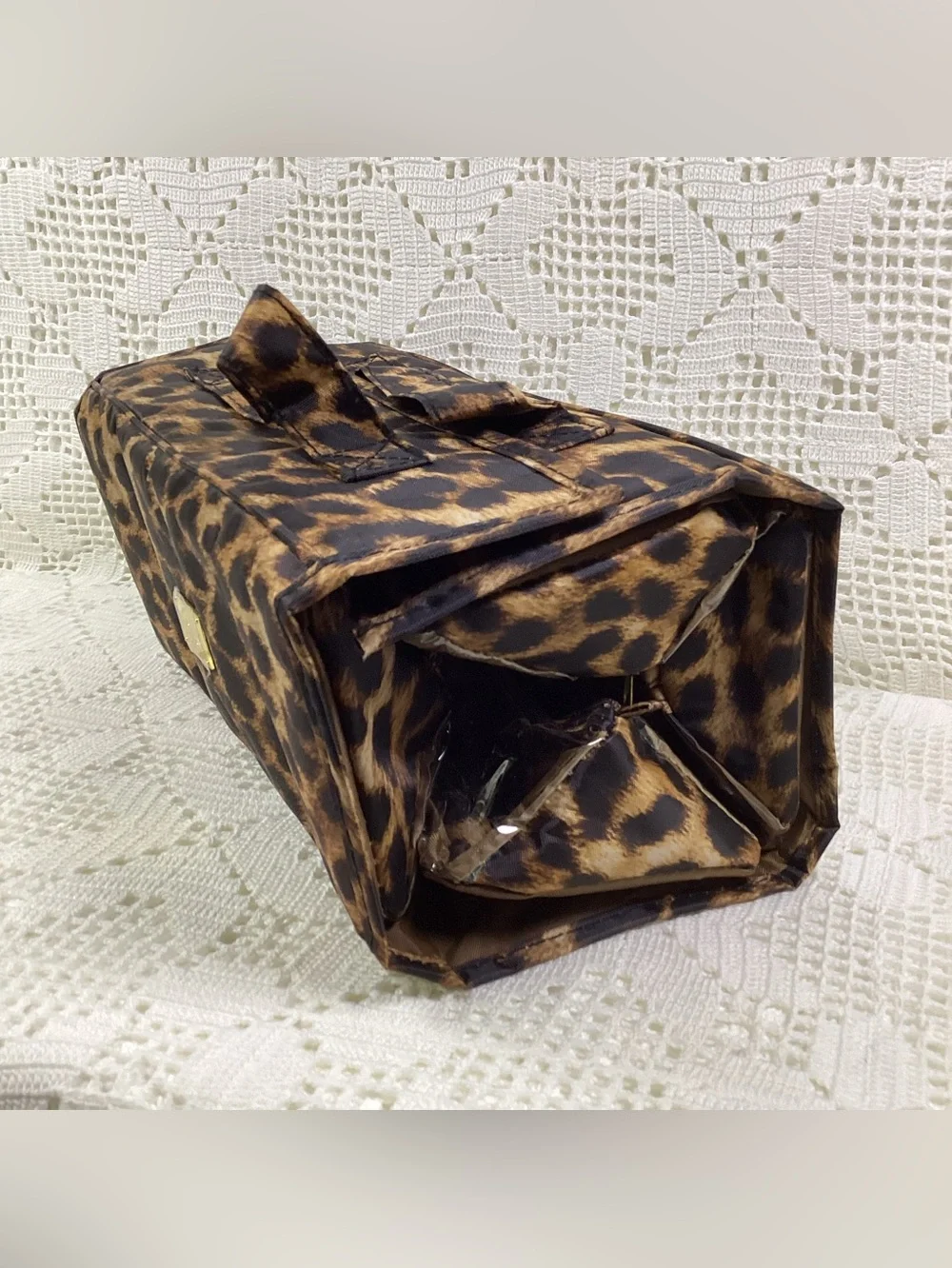 Joy Mangano Large Leopard Print Cosmetic Bag - Brown
